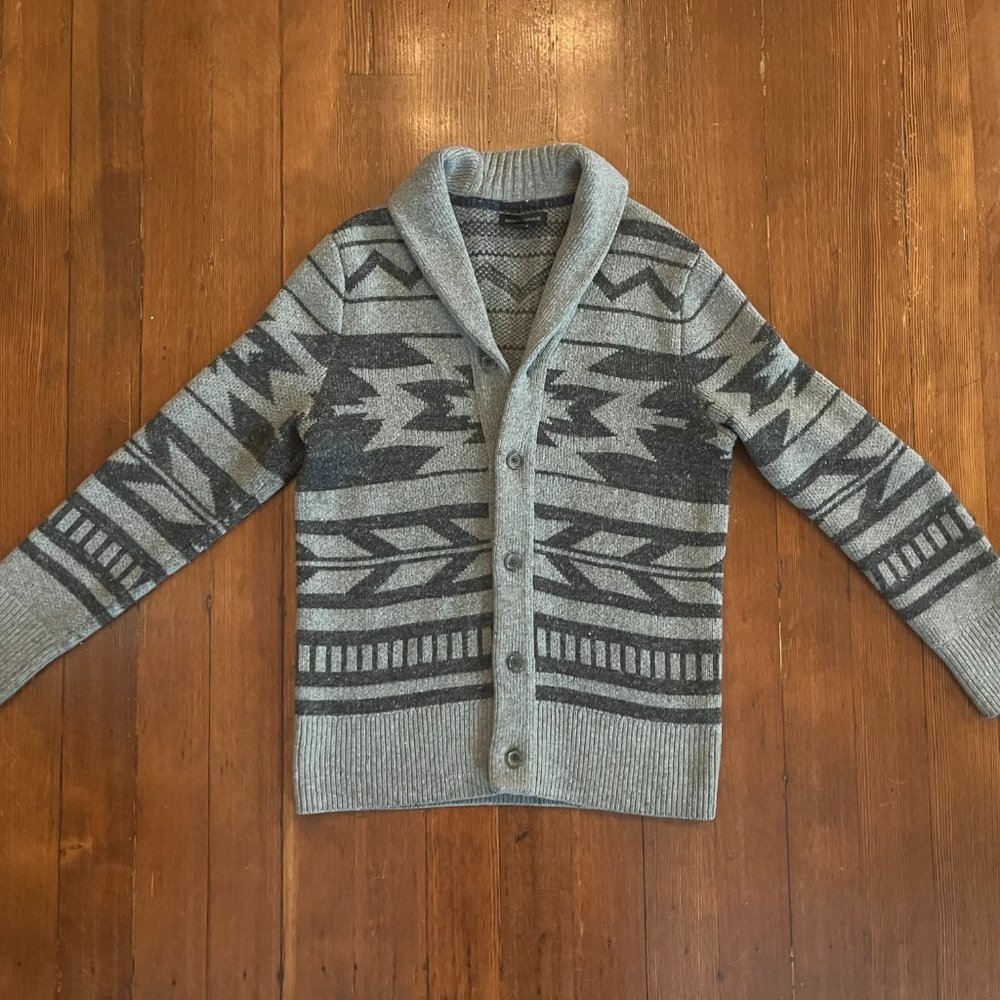 Men's Banana Republic Wool Cardigan Sweater - Aztec Print - Medium